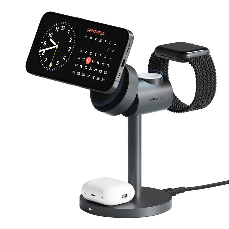 Trådløs oplader MagFusion 3 i 1 Aukey LC-MC311, 15W Qi2 (grå)