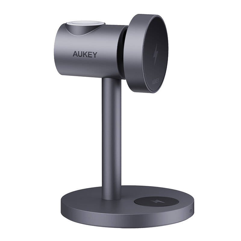 Trådløs oplader MagFusion 3 i 1 Aukey LC-MC311, 15W Qi2 (grå)