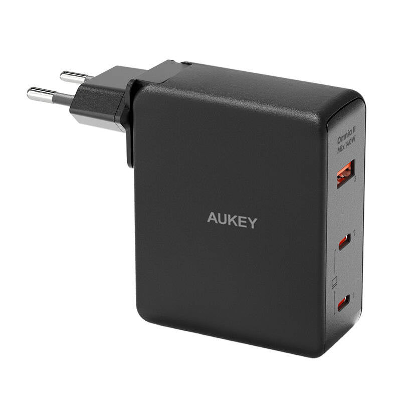 Væglader Aukey PA-B7O, 1xUSB-A, 2xUSB-C, 140W GaN (sort)