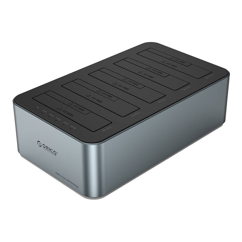 Orico docking station til 2,5" / 3,5" HDD / SSD, 5Gbps, USB-C til USB-C/A med kloning funktion (sort)