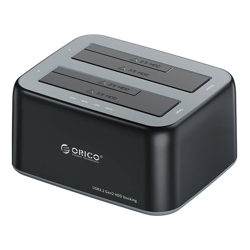 Orico docking station til 2,5" / 3,5" HDD / SSD, 5Gbps, USB-A til USB-B med kloning funktion (sort)