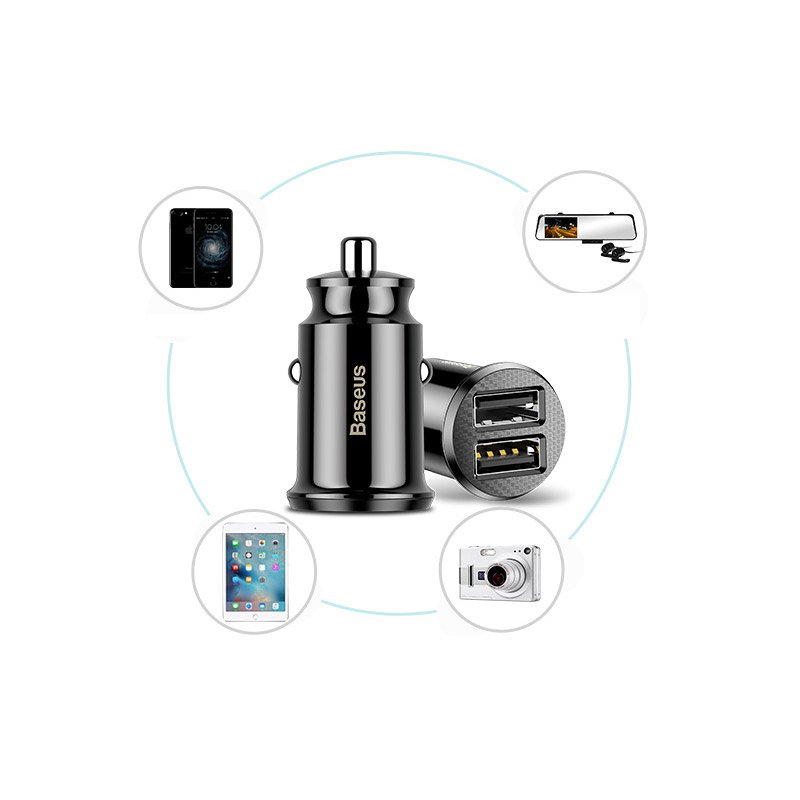 Baseus Grain Car Charger CCALL-ML02 mini charger 2x USB-A 3.1A - white