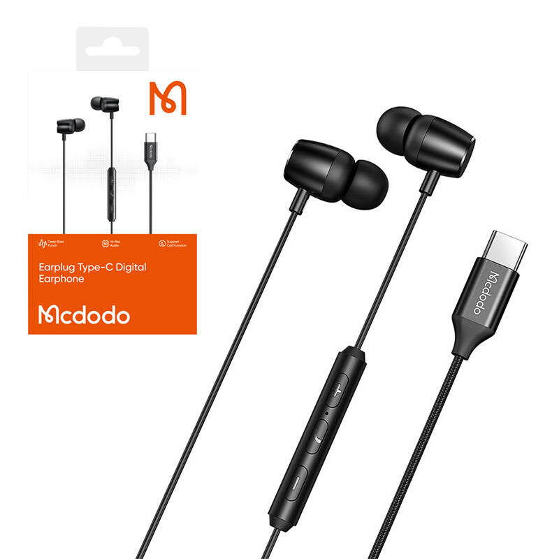 Mcdodo HP-1050 in-ear, trådbundne hovedtelefoner, USB-C (sort)