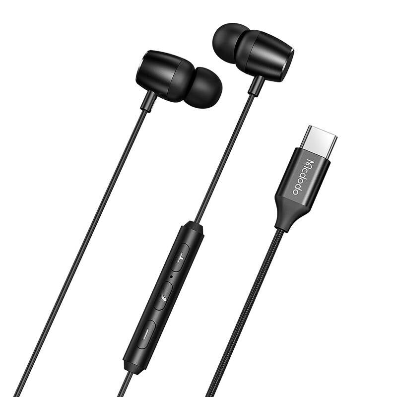 Mcdodo HP-1050 in-ear, trådbundne hovedtelefoner, USB-C (sort)