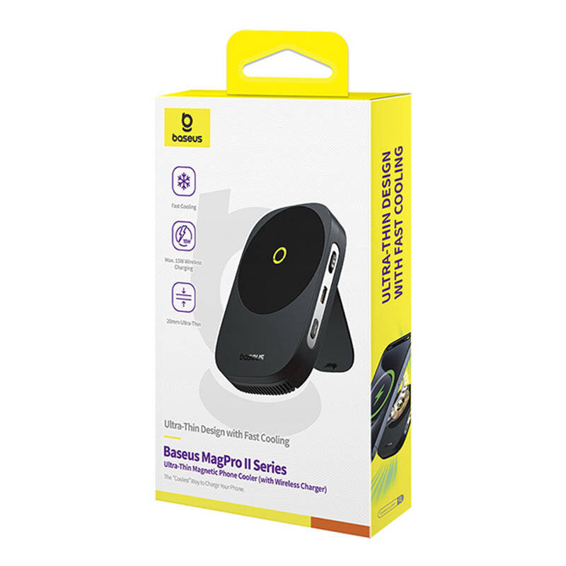Baseus MagPro II Ultra-Thin Phone Cooler med oplader (sort)