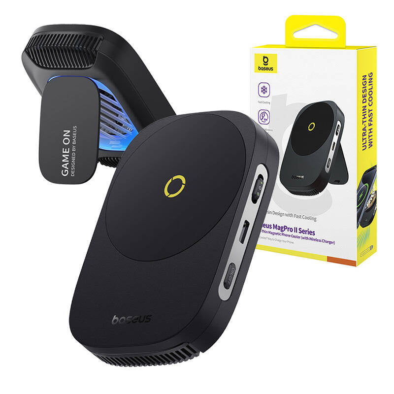 Baseus MagPro II Ultra-Thin Phone Cooler med oplader (sort)