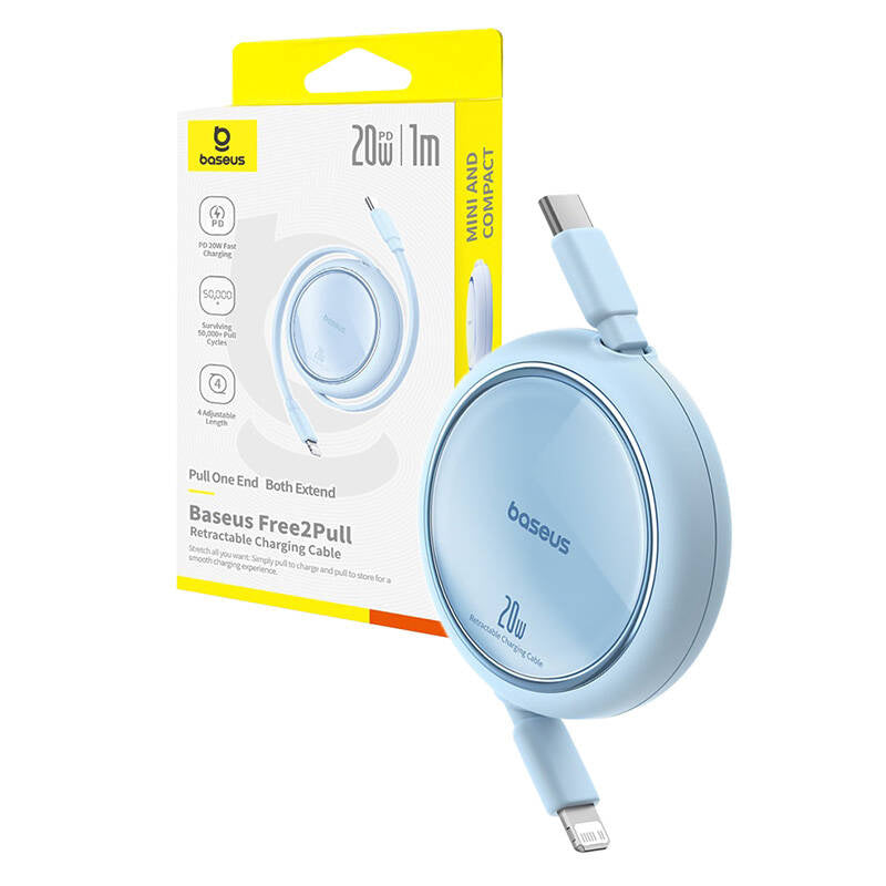 USB-kabel Baseus Free2Pull USB-C til iP 20W 1m (blå)