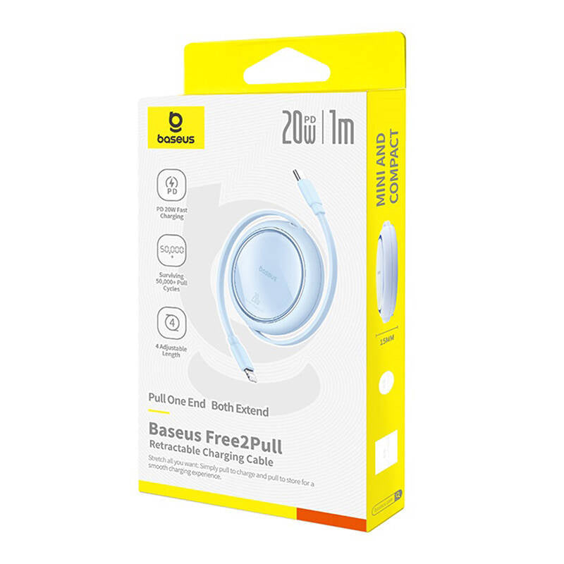 USB-kabel Baseus Free2Pull USB-C til iP 20W 1m (blå)