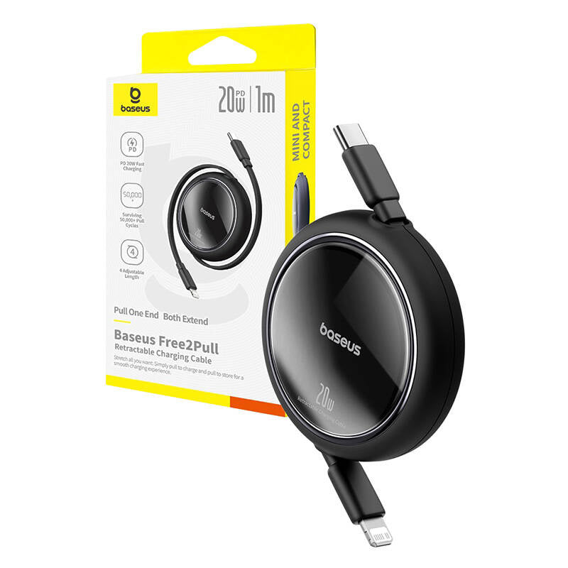 USB-kabel Baseus Free2Pull USB-C til iP 20W 1m (sort)
