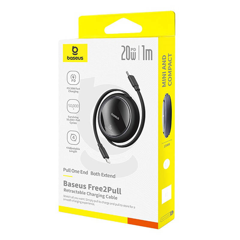 USB-kabel Baseus Free2Pull USB-C til iP 20W 1m (sort)