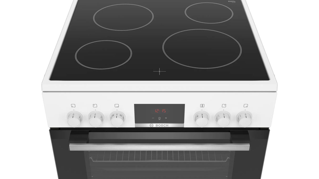 Bosch Serie 4 HKN31A020U komfur og ovn Fritstående komfur Elektrisk Keramisk Hvid