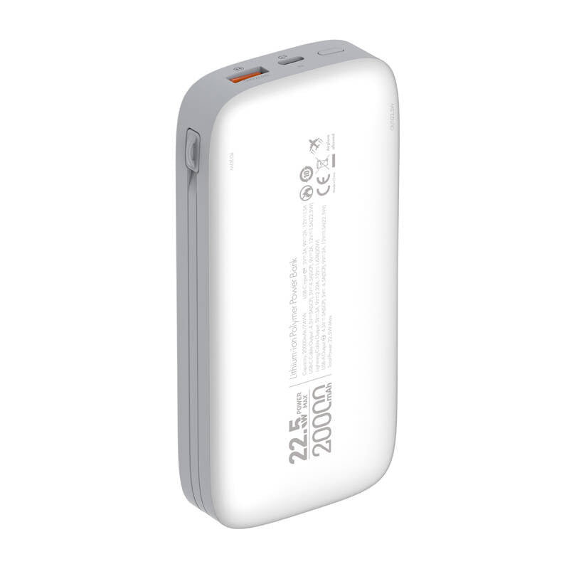 Powerbank LDNIO PQ20 22.5W 20000mAh USB-C, lyn (biały)