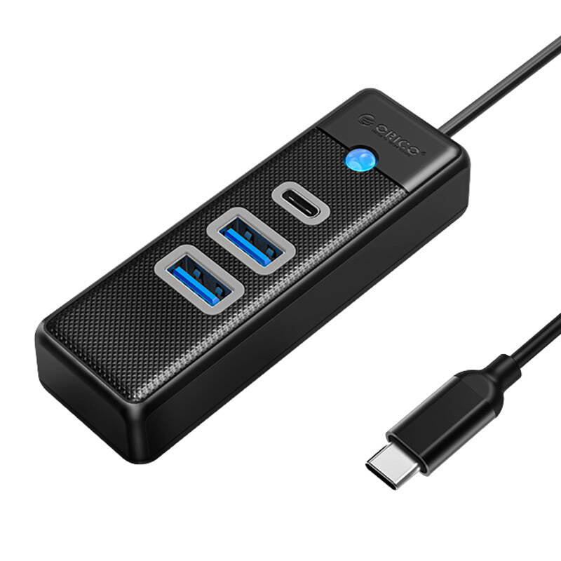 Orico Hub USB-C til 2x USB 3.0 + USB-C, 5 Gbps, 0.15m (Sort)