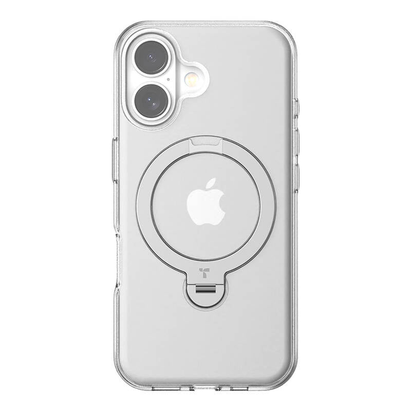 Torras Ostand Spin Case til iPhone 16 Plus (gennemsigtigt)