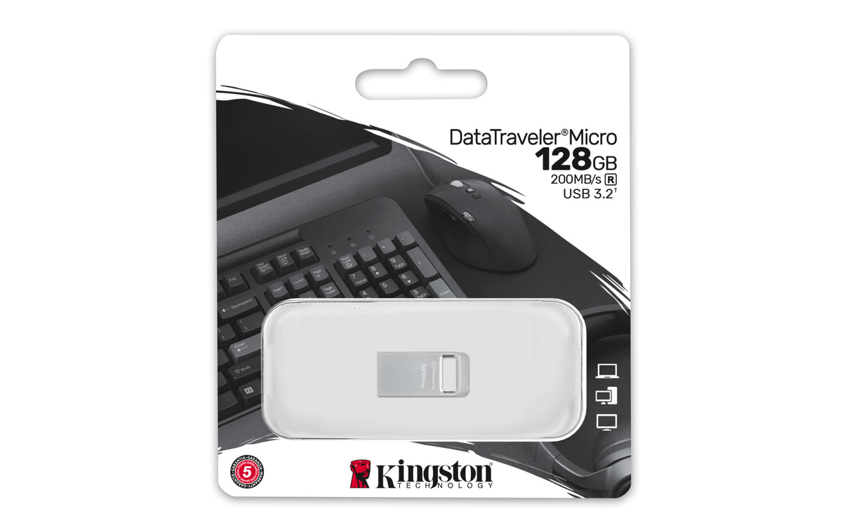 Kingston DataTraveler Micro 128GB USB 3.2 Gen 1 USB stick Sølv