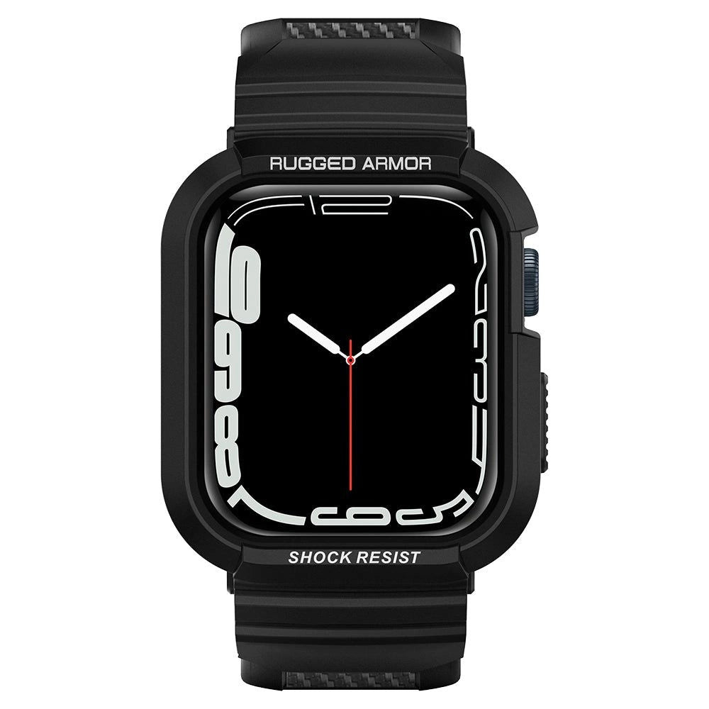Spigen Rugged Armor Pro Case med rem til Apple Watch 4 / 5 / 6 / 7 / 8 / SE (44/45 mm) - sort