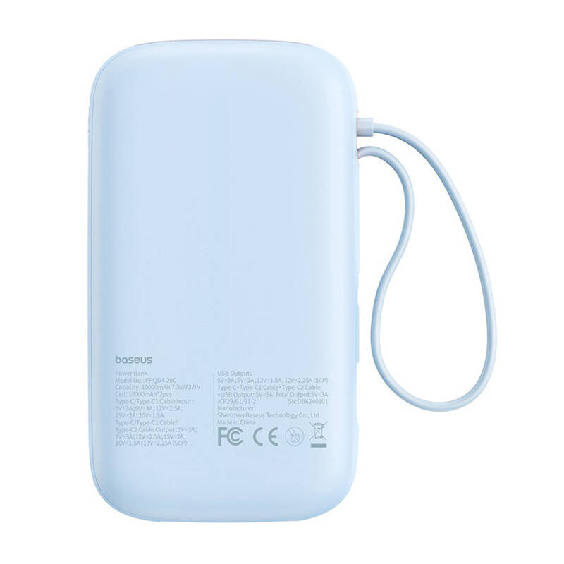 Powerbank Baseus QPow2 20000mAh 30W 2xUSB-C (blå)