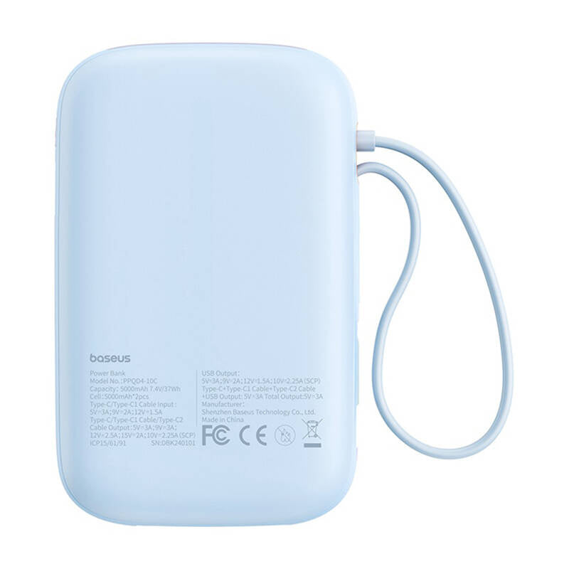 Powerbank Baseus QPow 2 10000mAh 30W 2xUSB-C (blå)
