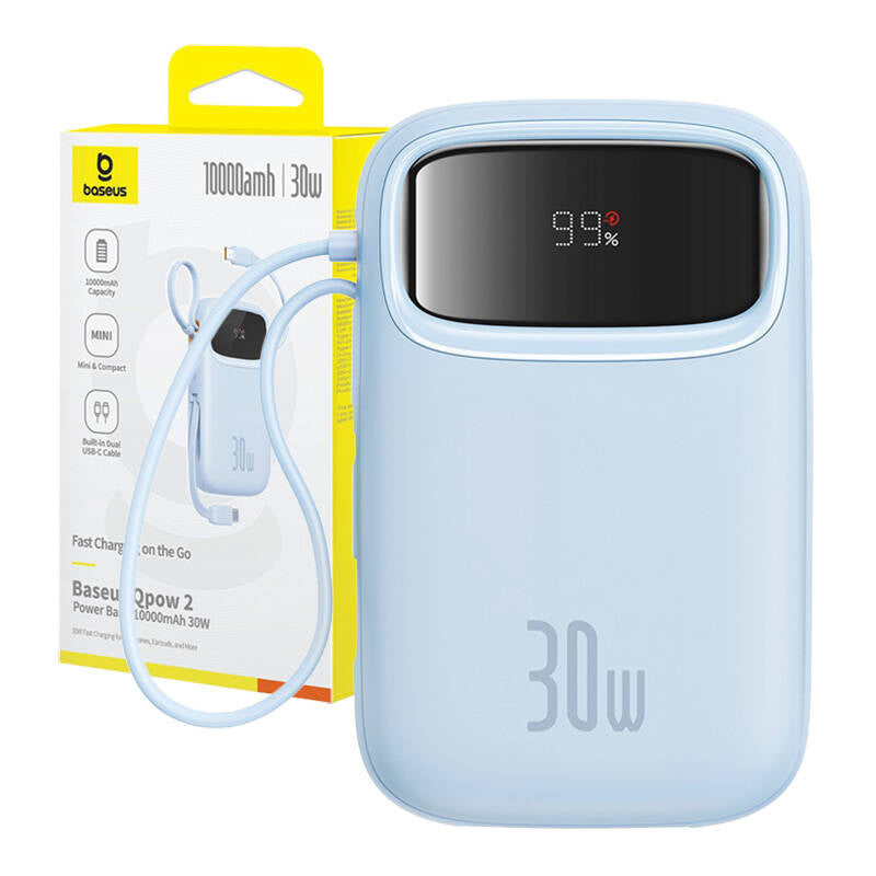 Powerbank Baseus QPow 2 10000mAh 30W 2xUSB-C (blå)