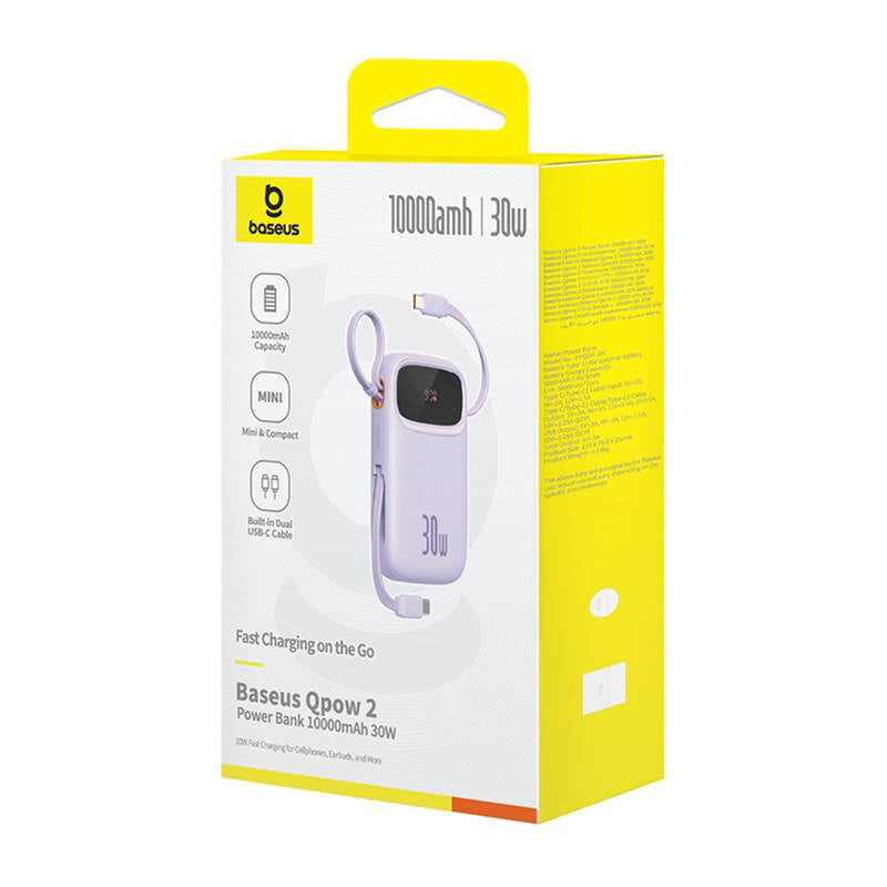 Baseus QPow 2 10000mAh 30W 2xUSB-C powerbank (lila)