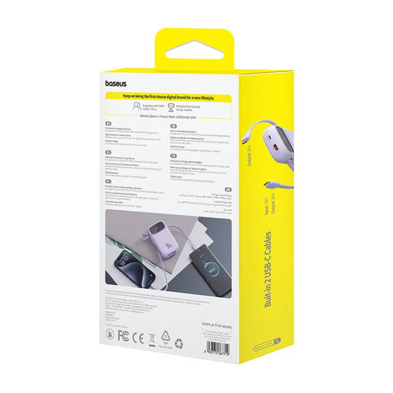 Baseus QPow 2 10000mAh 30W 2xUSB-C powerbank (lila)