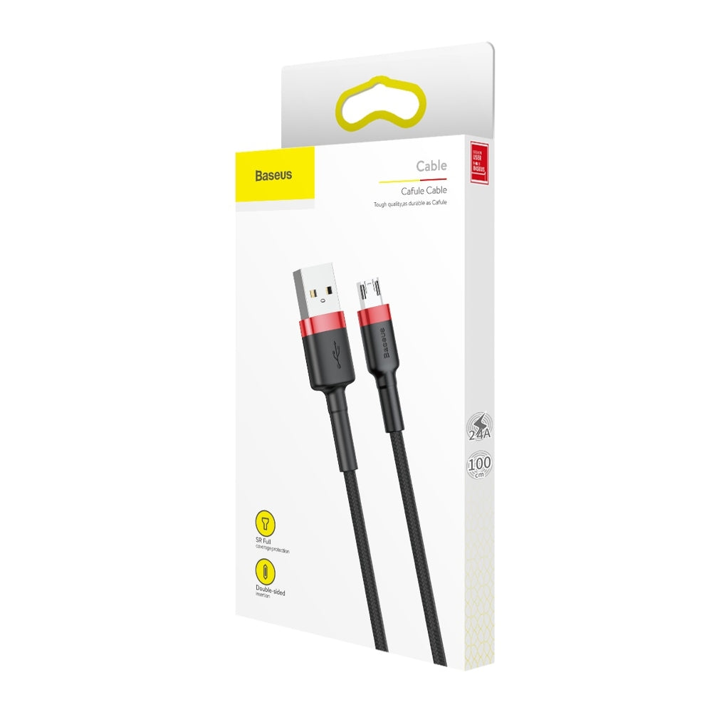 Baseus Cafule Cable CAMKLF-B91 USB-A / micro USB 2.4A 1 m - sort og rød
