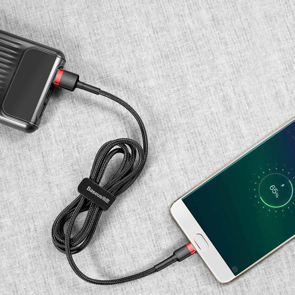 Baseus Cafule Cable CAMKLF-B91 USB-A / micro USB 2.4A 1 m - sort og rød