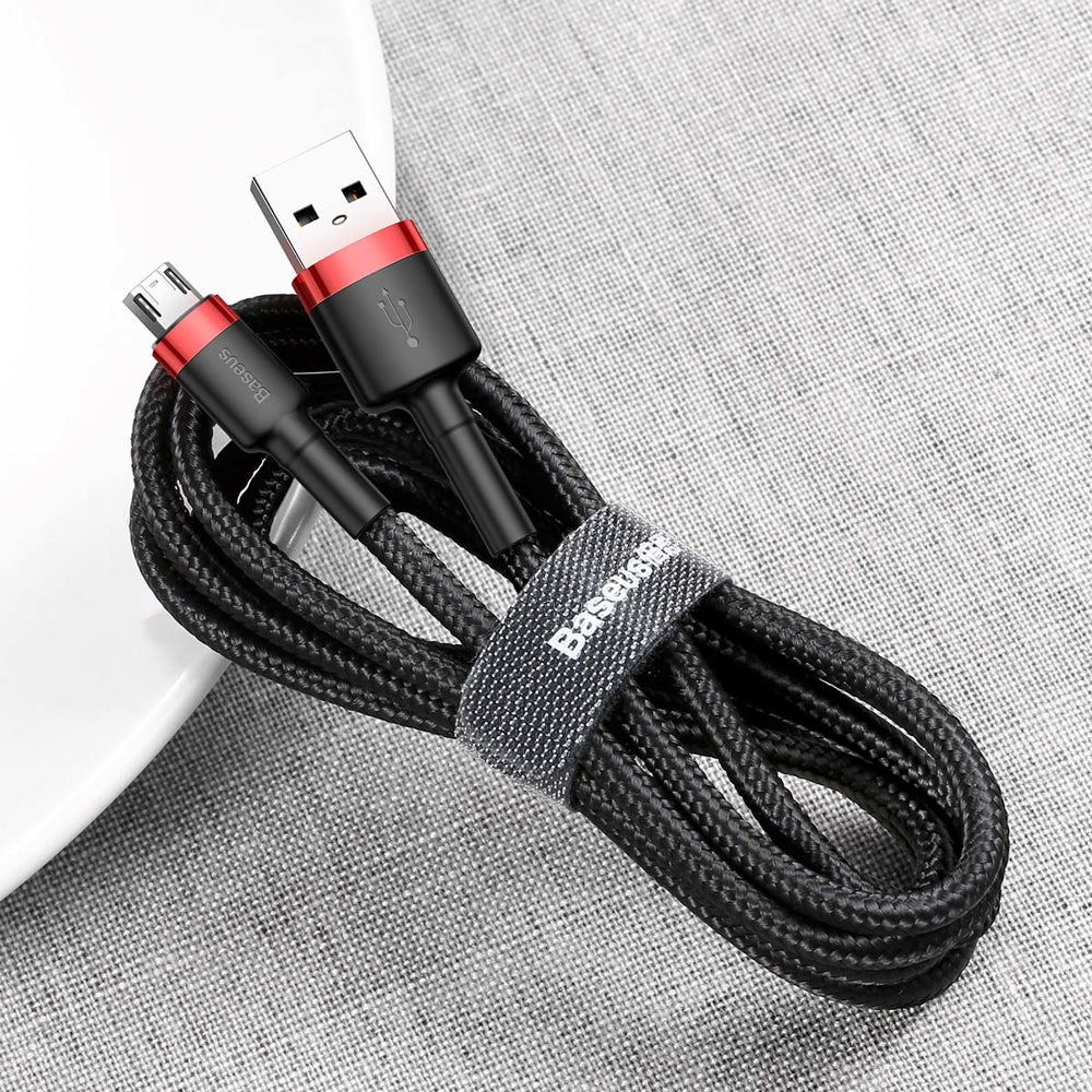 Baseus Cafule Cable CAMKLF-B91 USB-A / micro USB 2.4A 1 m - sort og rød