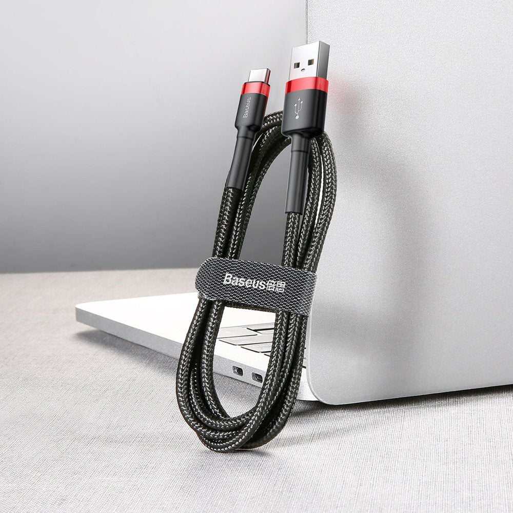 Baseus Cafule Cable Durable Nylon Cable USB / USB-C QC3.0 2A 2M Black and Red (CATKLF-C91)