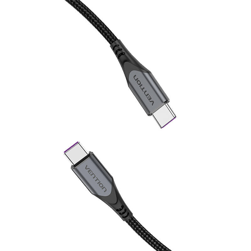 USB-C til USB-C 100W Vention TAHHD 5A 0,5m USB 3.1 Gen2 4K kabel (grå)