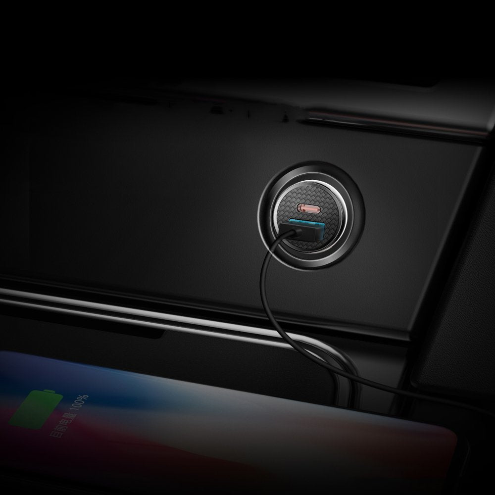 Baseus Circular PPS smart biloplader med USB Quick Charge 4.0 QC 4.0 og USB-C PD 3.0 SCP-porte sort (CCALL-YS01)