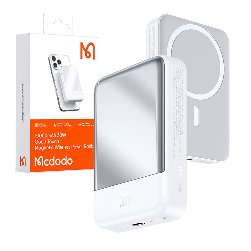 Mcdodo MC-5930 Magnetisk Power Bank 10000mAh, 30W (hvid)