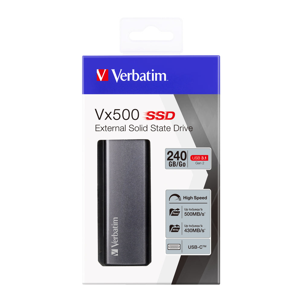 Verbatim Vx500 240 GB USB Type-C 3.2 Gen 2 (3.1 Gen 2) Sølv