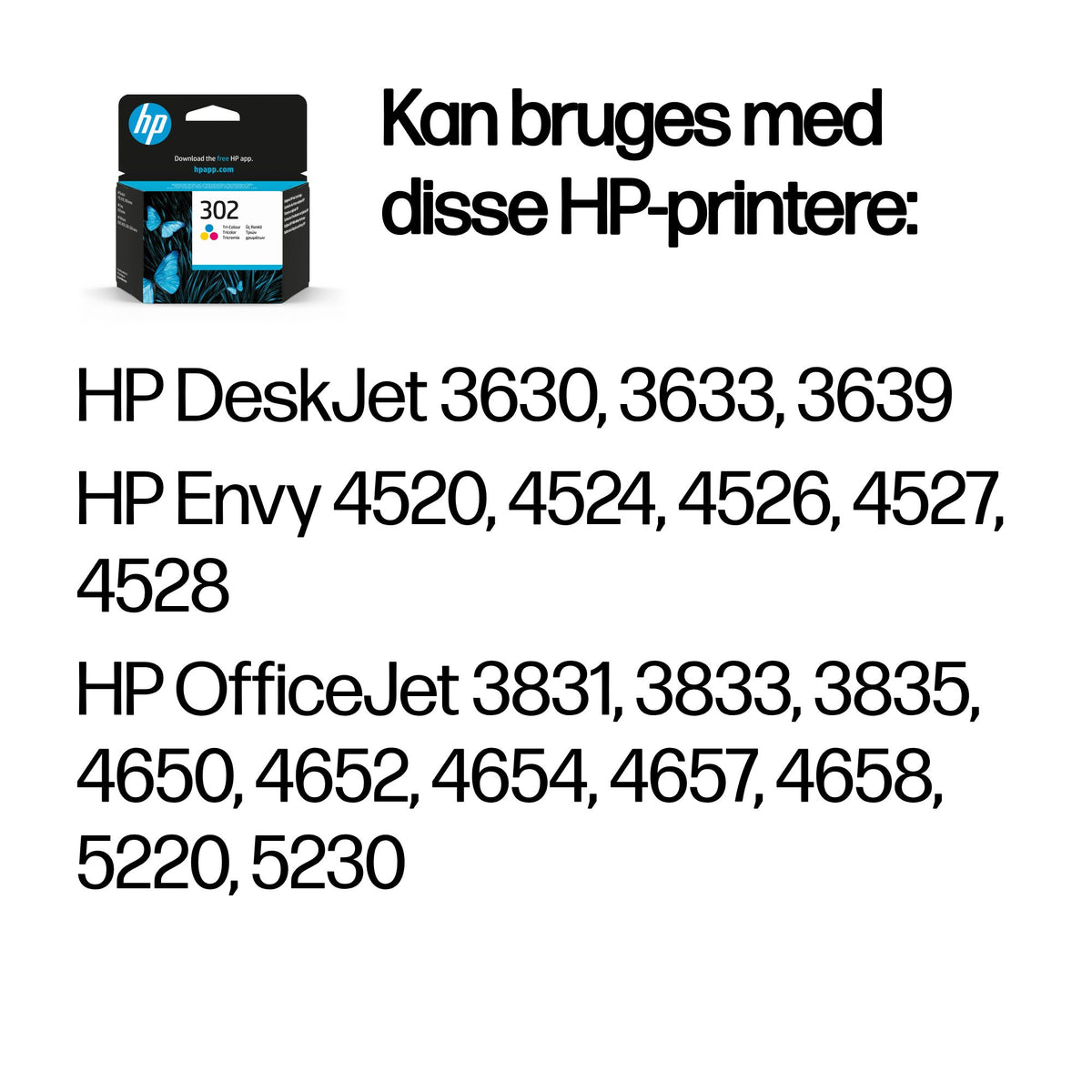 HP 302 Farve (cyan, magenta, gul) 150 sider Blæk