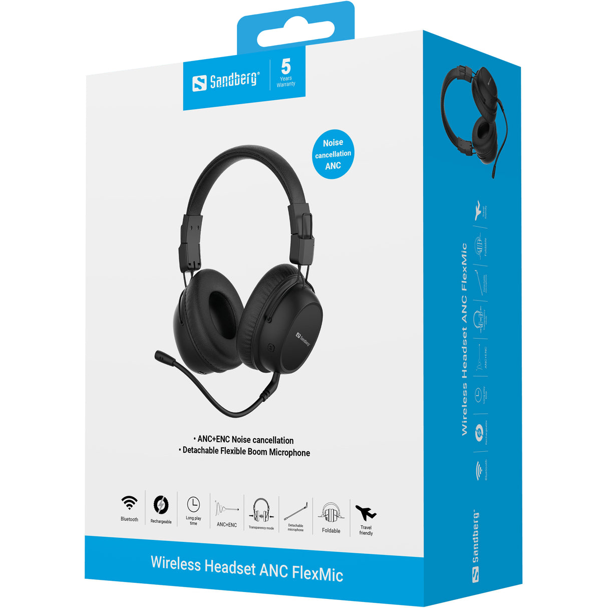 Sandberg 126-36 hovedtelefoner/headset Trådløs Spil USB Type-C Bluetooth Sort