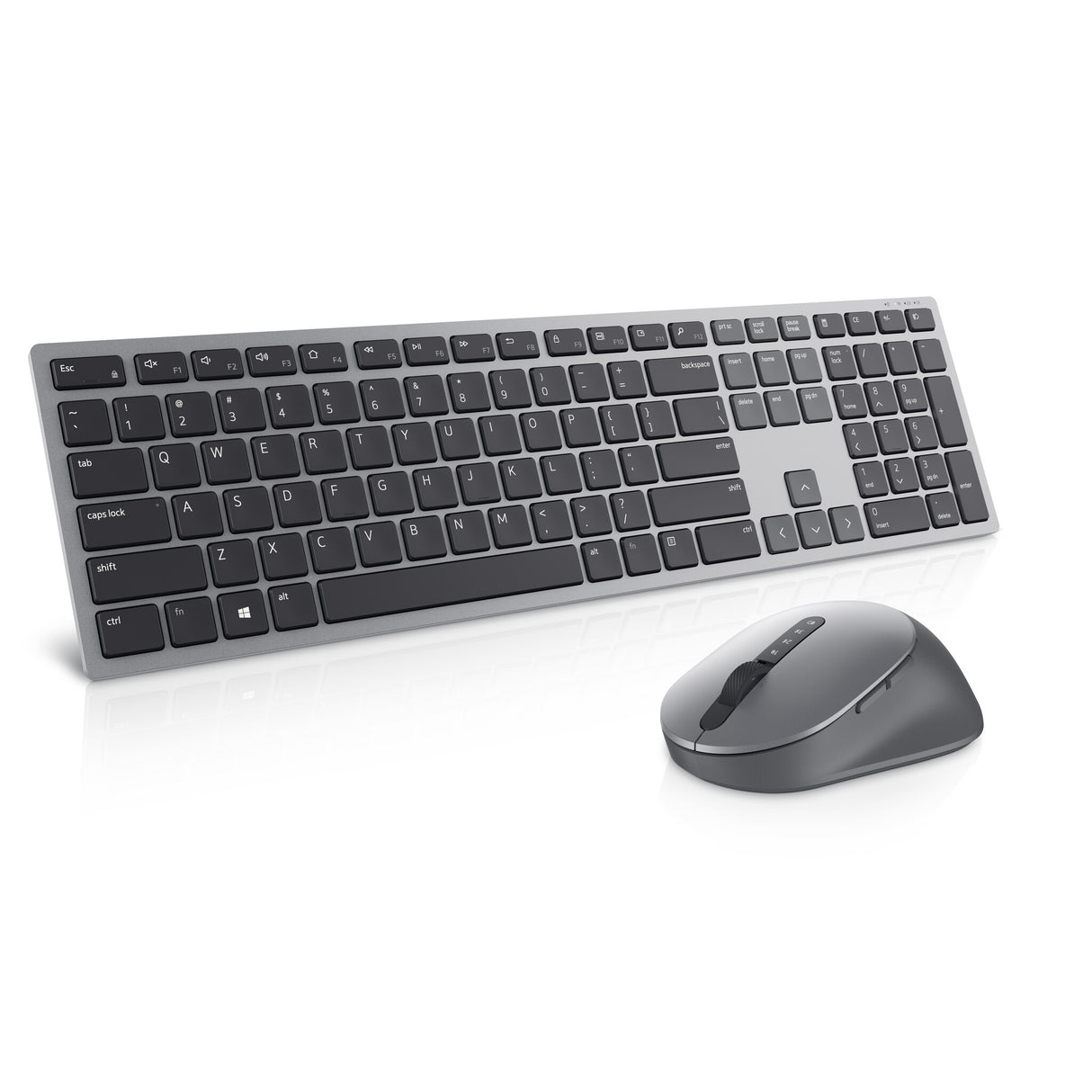 DELL KM7321W tastatur Mus inkluderet Kontor RF trådløs + Bluetooth QWERTY US International Grå, Titanium