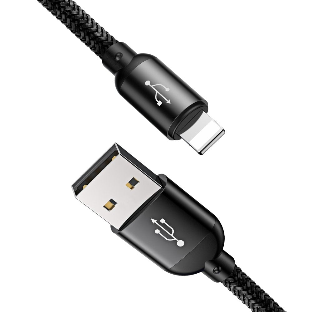 Baseus Tre Primærfarver 3in1 USB-A - mikro USB / Lightning / USB-C 3.5A kabel 1,2 m - sort