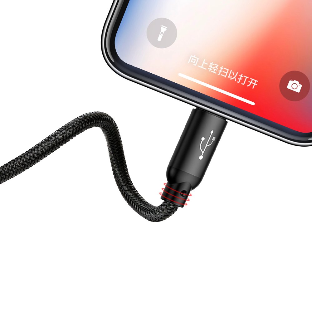 Baseus Tre Primærfarver 3in1 USB-A - micro USB / Lightning / USB-C 3.5A kabel 1,2 m - sort