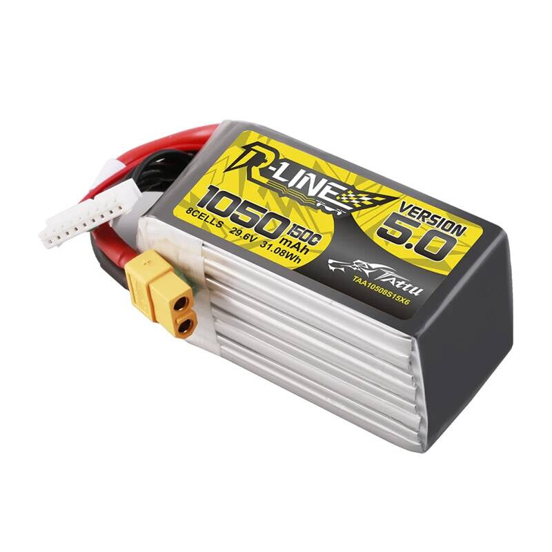Lipo Tattu R-Line Version 5.0 1050mAh 29.6V 8S 150C batteri med XT60 stik