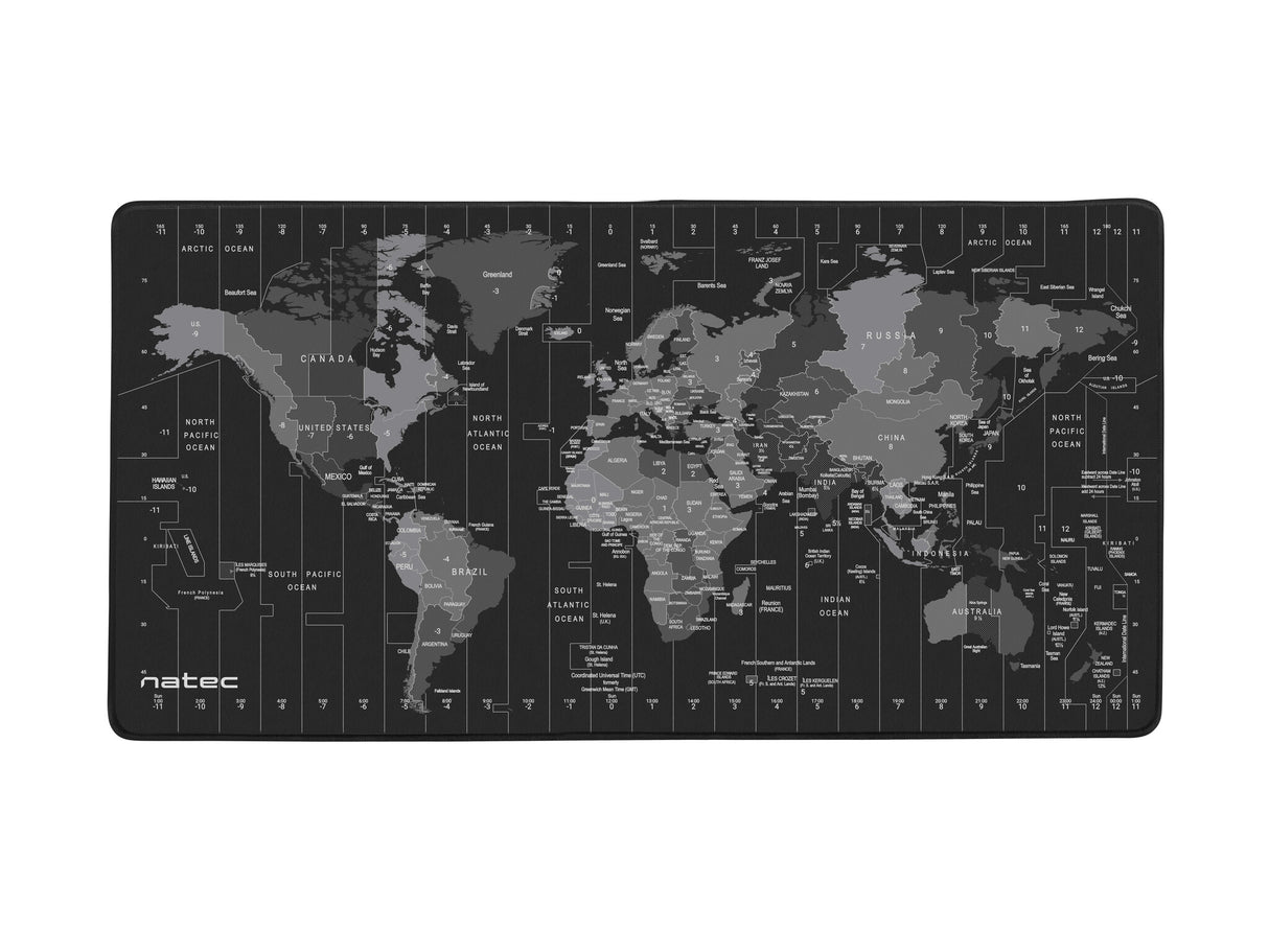 NATEC Time Zone Map Maxi Sort, Grå