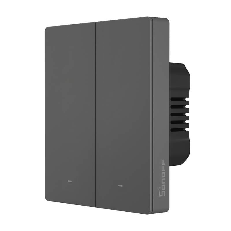 Smart WiFi vægswitch SONOFF M5-2C-80 (2-kanal, til ramme, grafit)
