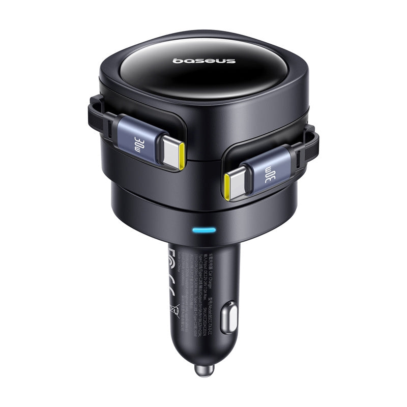 Baseus Enjoyment Max biloplader med USB-C + USB-C kabler 60W sort