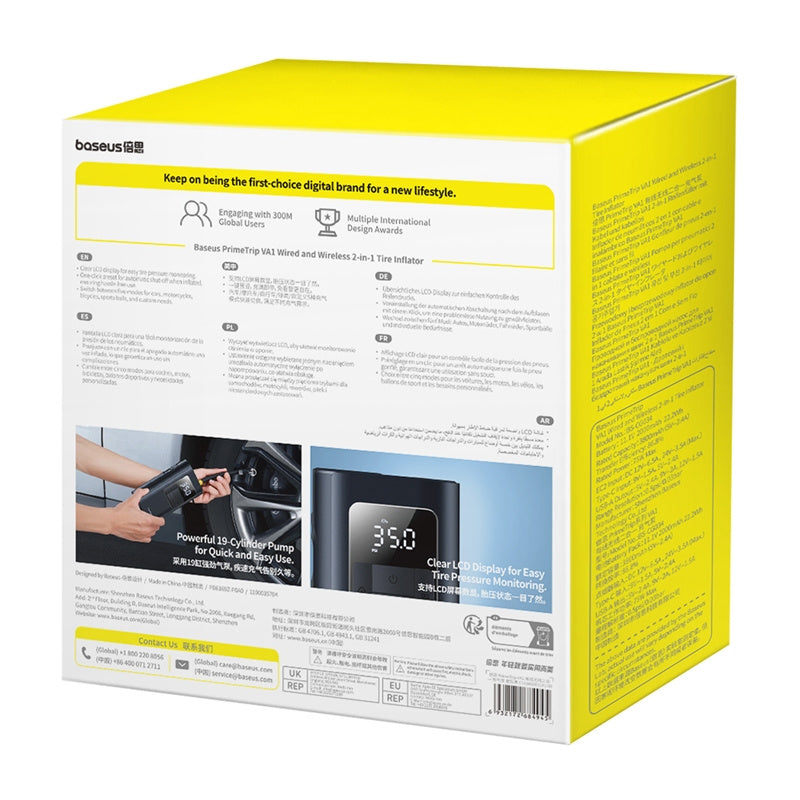 Baseus PrimeTrip VA1 2-i-1-pumpe med lommelygte sort