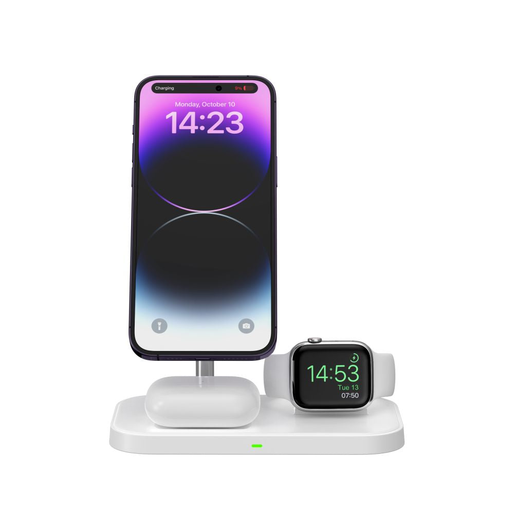 Tech Protect Qi15 W A22 3 I 1 Magnetisk Magsafe Trådløs Oplader Hvid