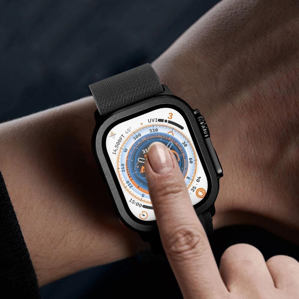 Hærdet Glas Tech Protect Glasring 2 Pak Apple Watch Ultra 1/2/3/4 (49 Mm) Sort