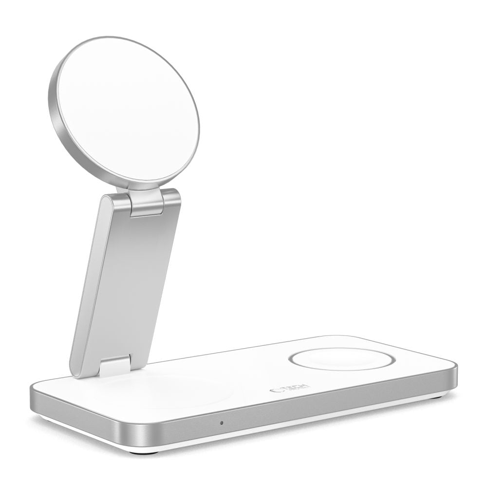 Tech Protect Qi15 W A47 3 I 1 Magnetisk Magsafe Trådløs Oplader Hvid