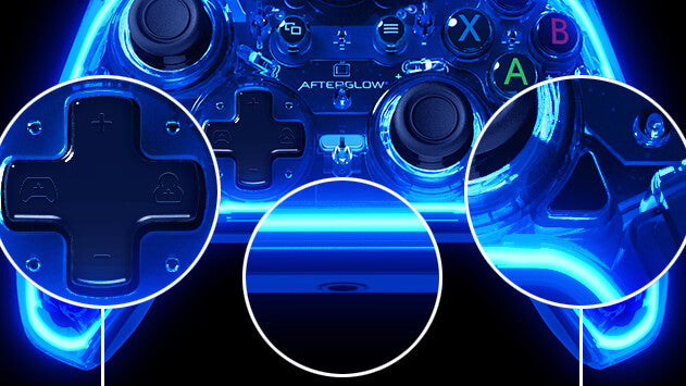 PDP Afterglow Sort, Blå, Transparent USB Gamepad Analog/digital Xbox One, Xbox Series S, Xbox Series X