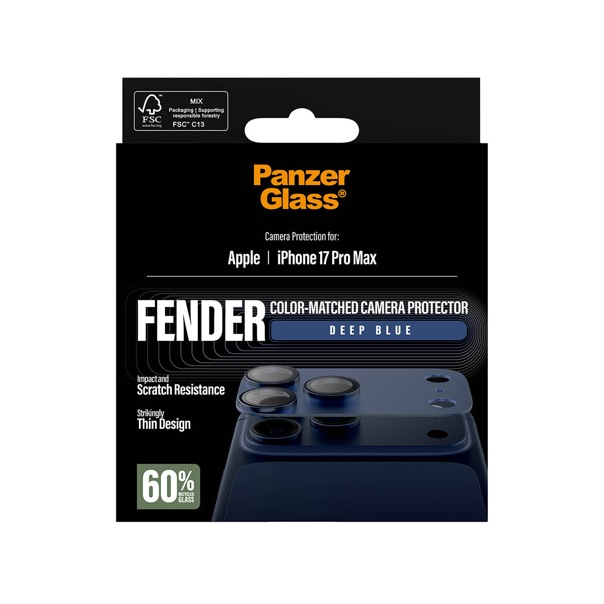 PanzerGlass ® Fender Kamerabeskytter Dybblå iPhone 17 Pro Max
