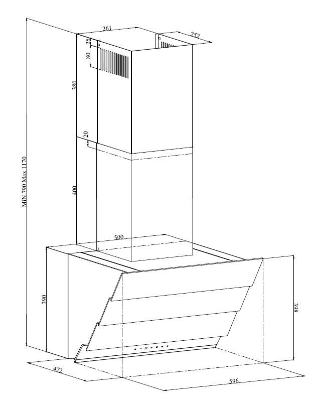 Silverline SM 3333-60 SR emhætte Vægmonteret Sort 446 m³/t