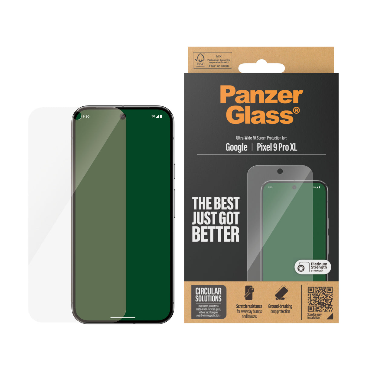 PanzerGlass ® Skærmbeskyttelse Google Pixel 9 Pro XL | Ultra-Wide Fit